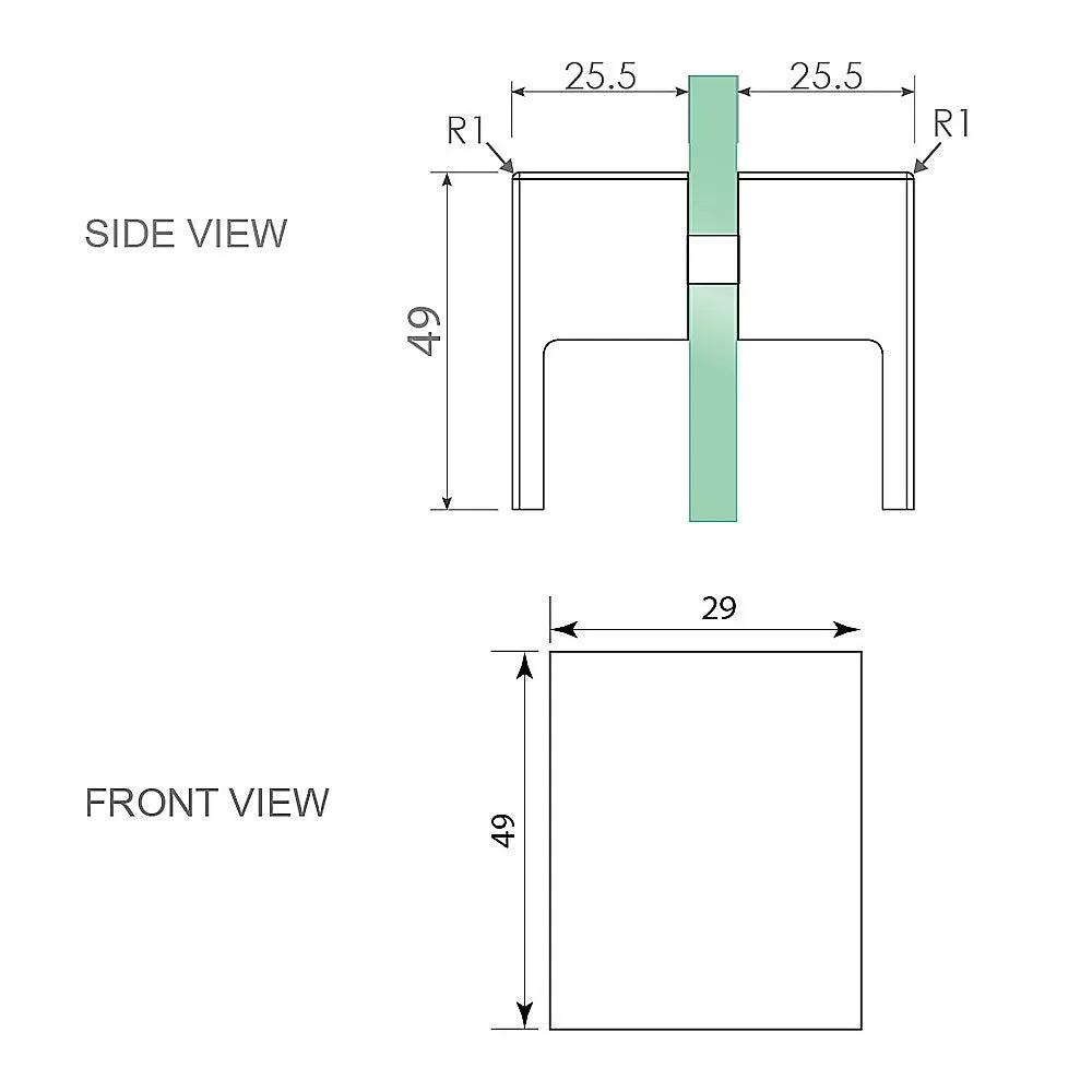 100cm Frameless Diamond Shower Screen with Black Brackets and SS Hinges, Square Double Pull Handle