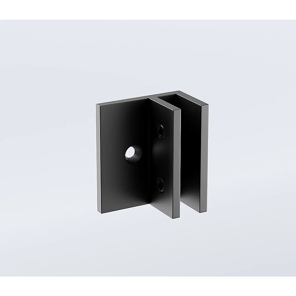 100cm Frameless Diamond Shower Screen with Black Brackets and SS Hinges, Square Double Pull Handle