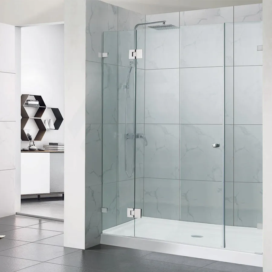 1090-2600mm 3 Panels Wall to Wall Shower Screen Frameless 10mm Glass Chrome Fittings