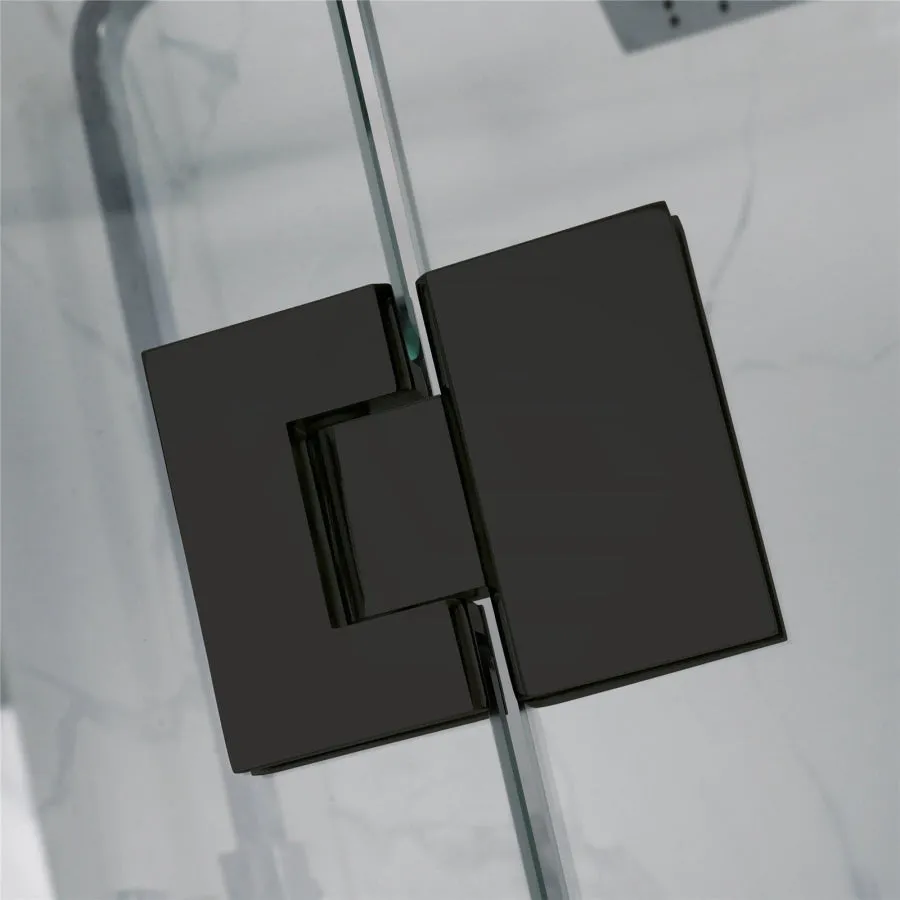 1090-2600mm 3 Panels Wall to Wall Shower Screen Frameless 10mm Glass Matt Black Fittings