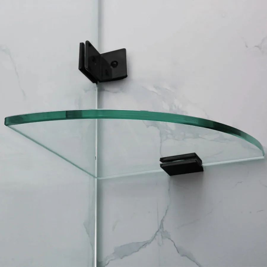 1090-2600mm 3 Panels Wall to Wall Shower Screen Frameless 10mm Glass Matt Black Fittings