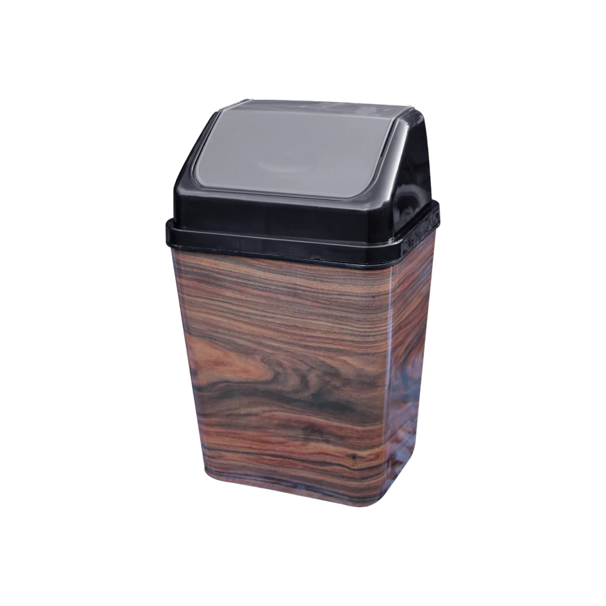 10L Plastic Waste Bin Wood Print Nu Ware