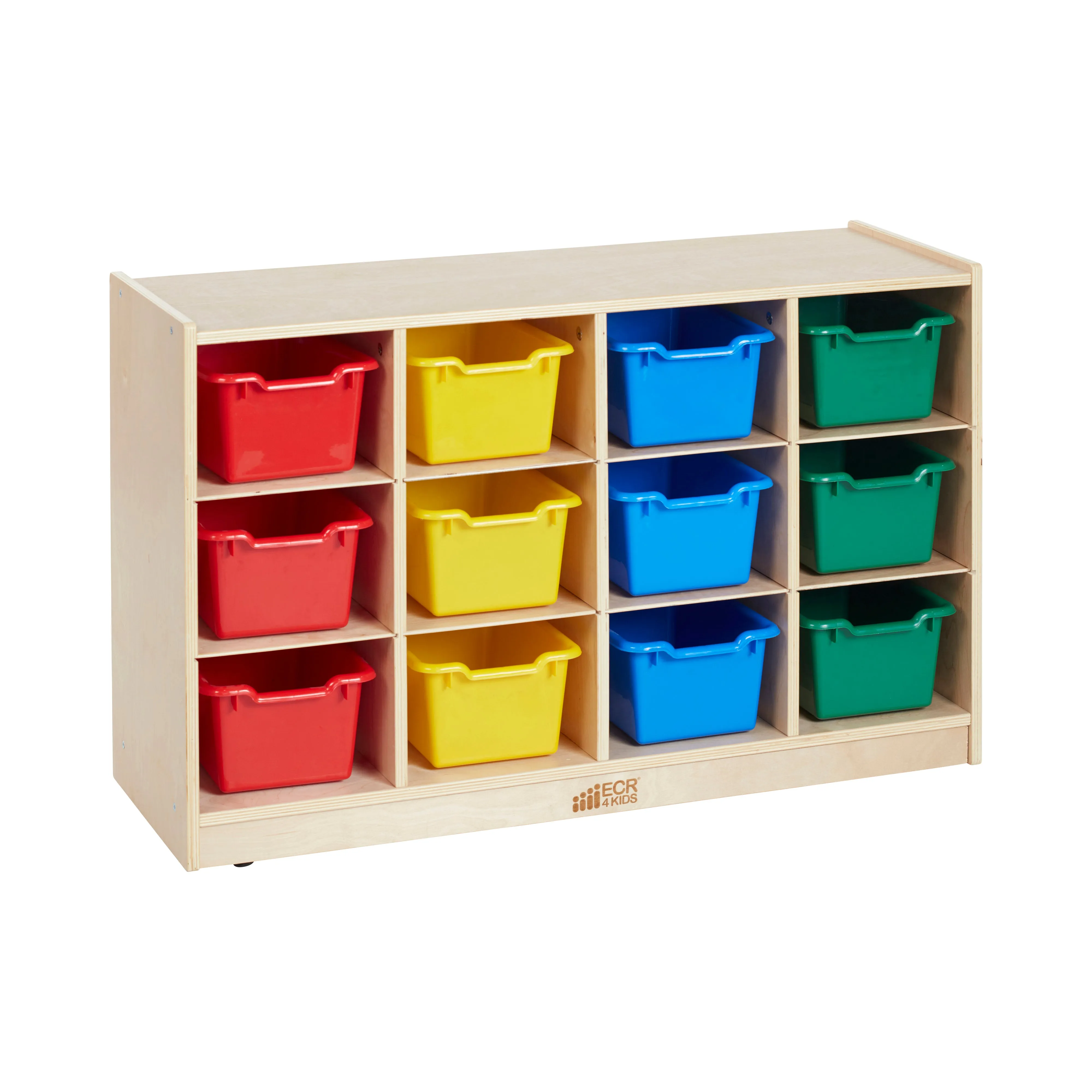 12 Cubby Mobile Tray Cabinet with 15 Scoop Front Storage Bins