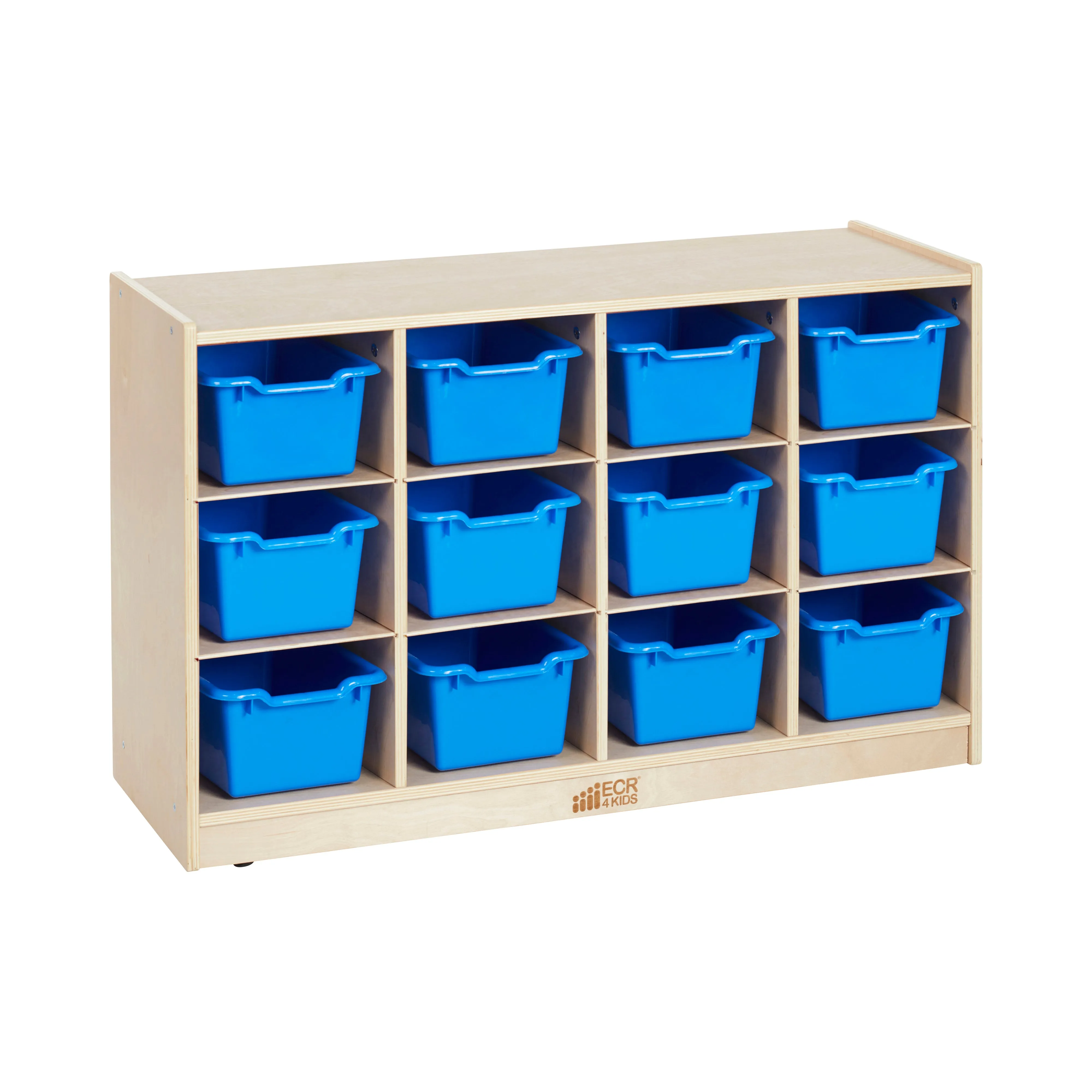 12 Cubby Mobile Tray Cabinet with 15 Scoop Front Storage Bins