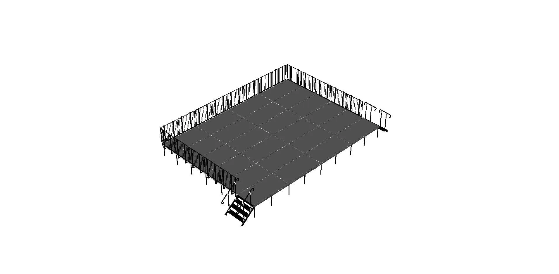 12'X16' Portable Stage Kits with guard rails using 4X4 Stage Modules