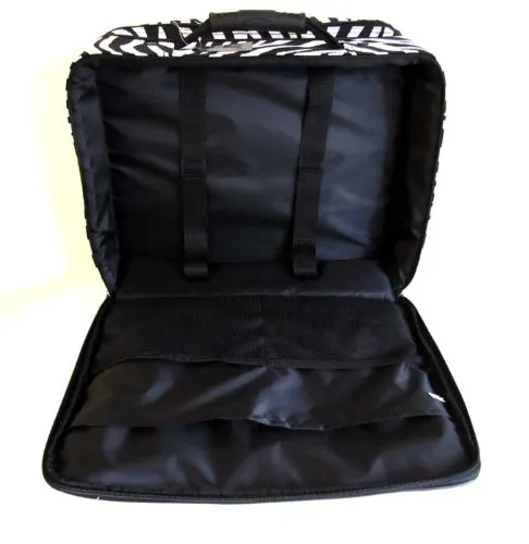 16" Computer/Laptop Briefcase Rolling Wheel Luggage Upright Padded Bag Zebra