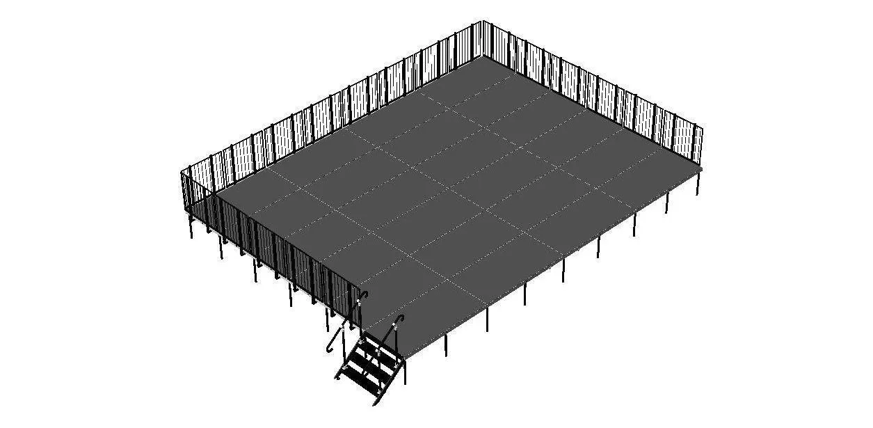 16'X20' Portable Stage Kits with guard rails using 4X4 Stage Modules