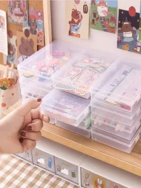 1pc Clear Stationery Storage Box