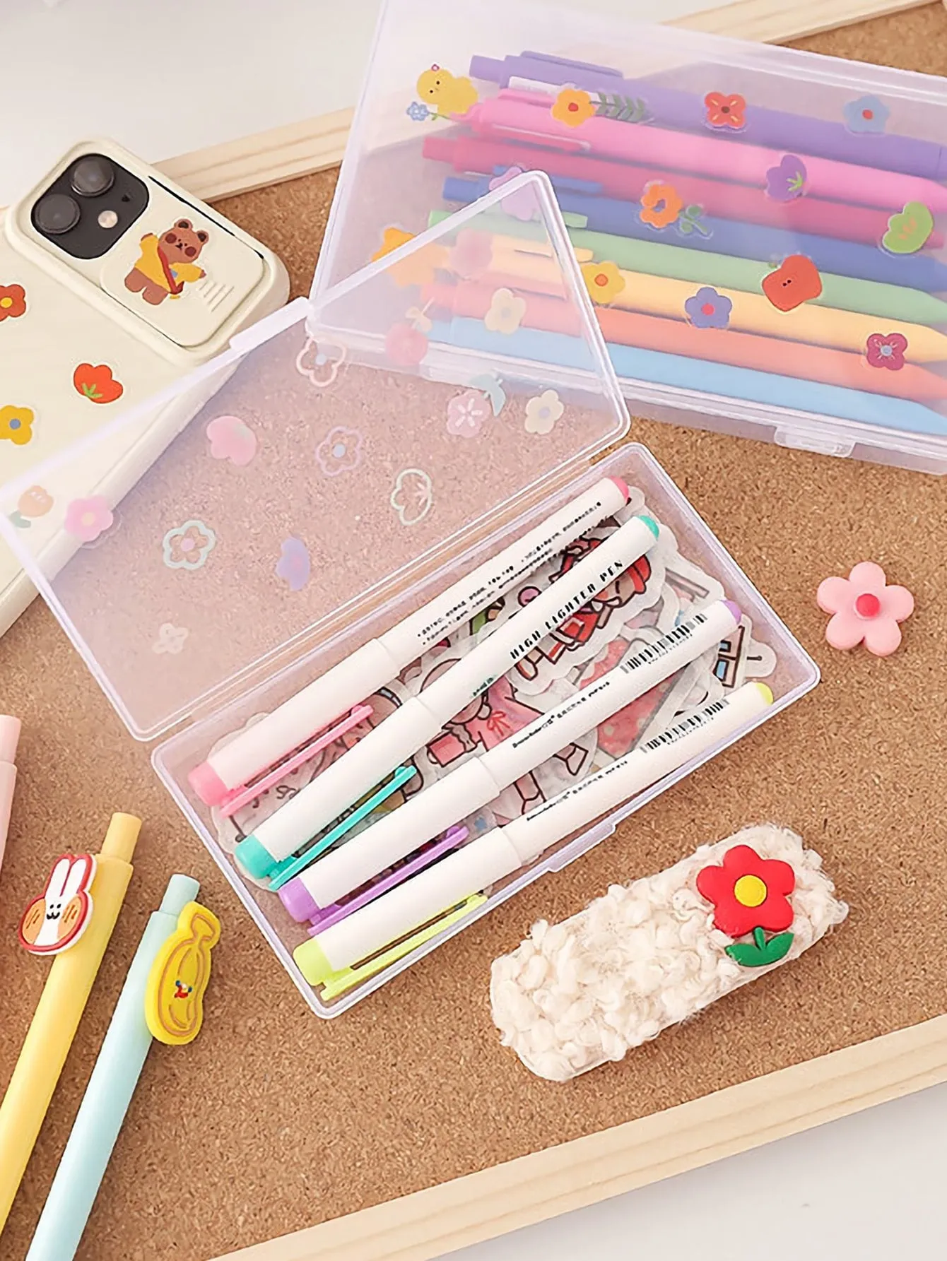 1pc Clear Stationery Storage Box