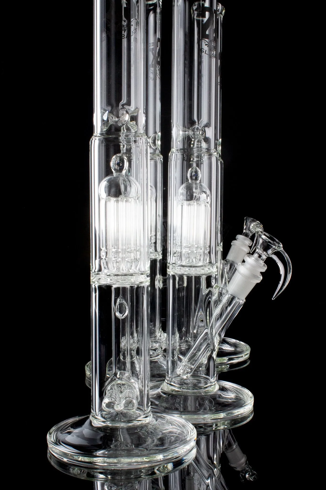 2K Glass Art 16 In Clear Gridded Downstem to Tree Perc Bong With Opal