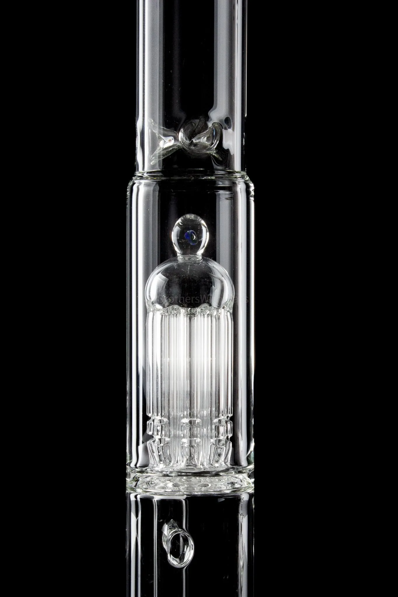 2K Glass Art 16 In Clear Gridded Downstem to Tree Perc Bong With Opal