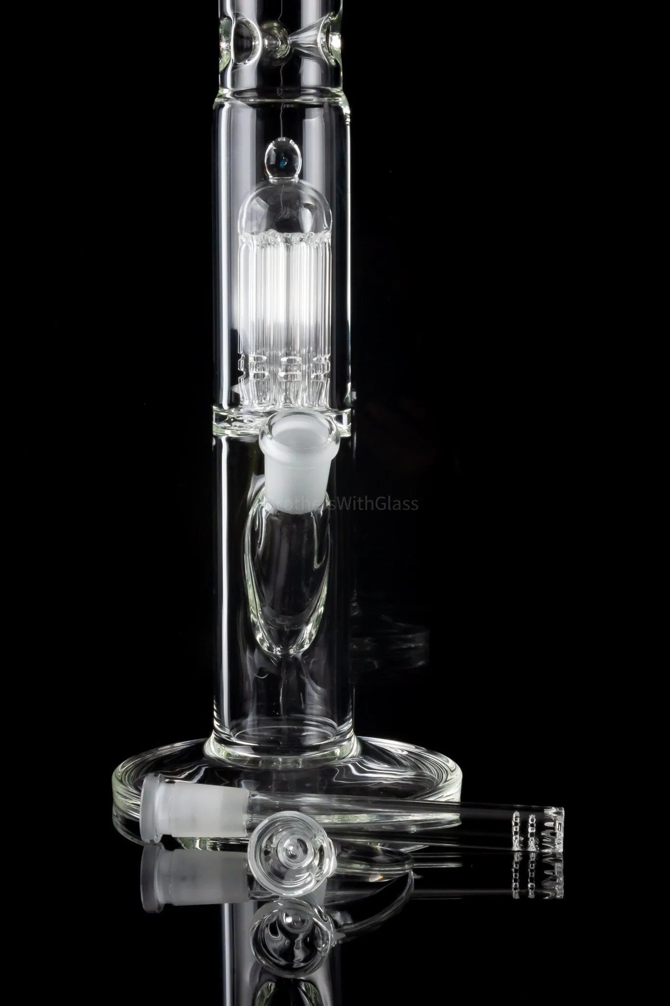 2K Glass Art 16 In Clear Gridded Downstem to Tree Perc Bong With Opal