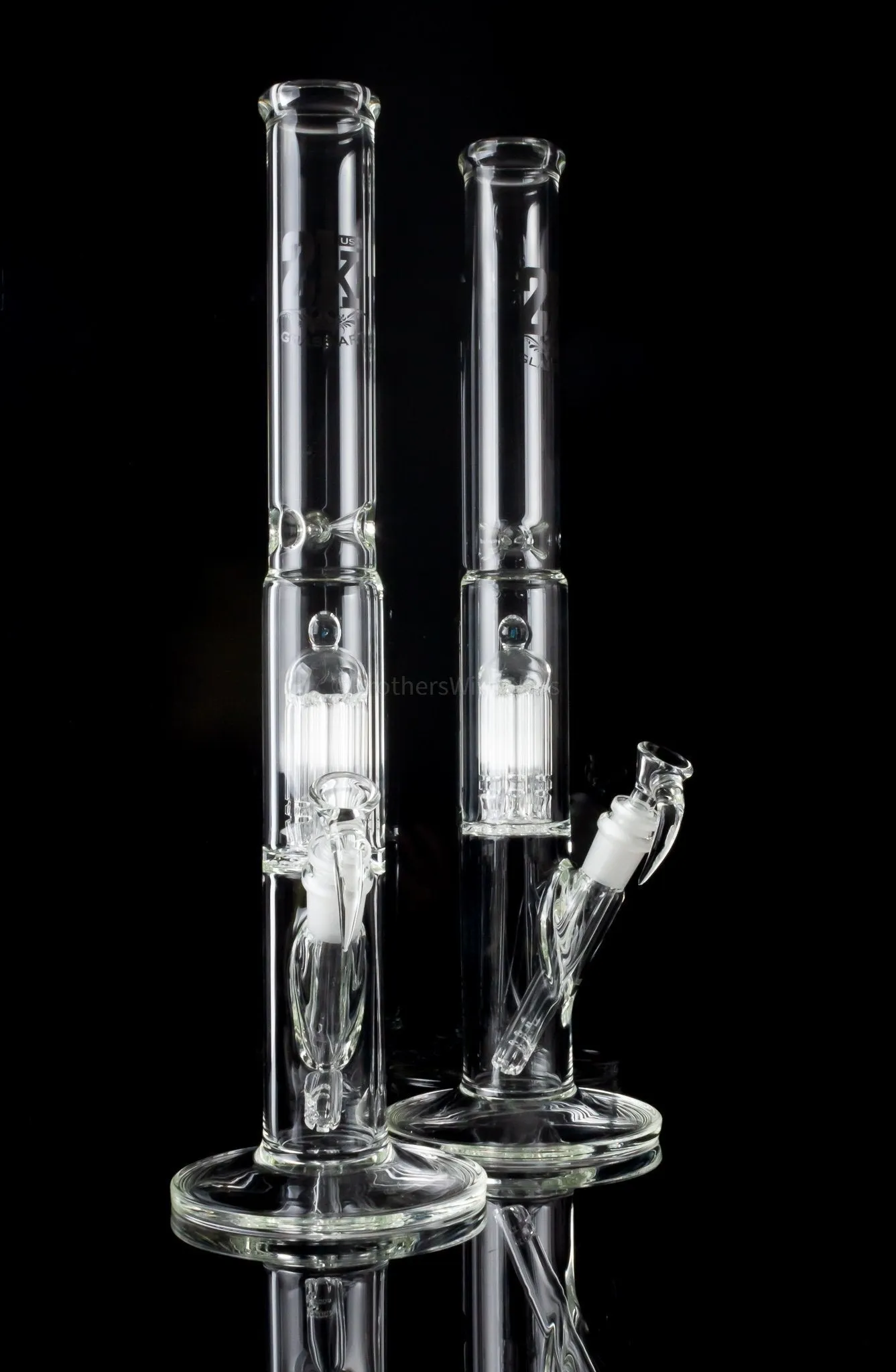 2K Glass Art 16 In Clear Gridded Downstem to Tree Perc Bong With Opal