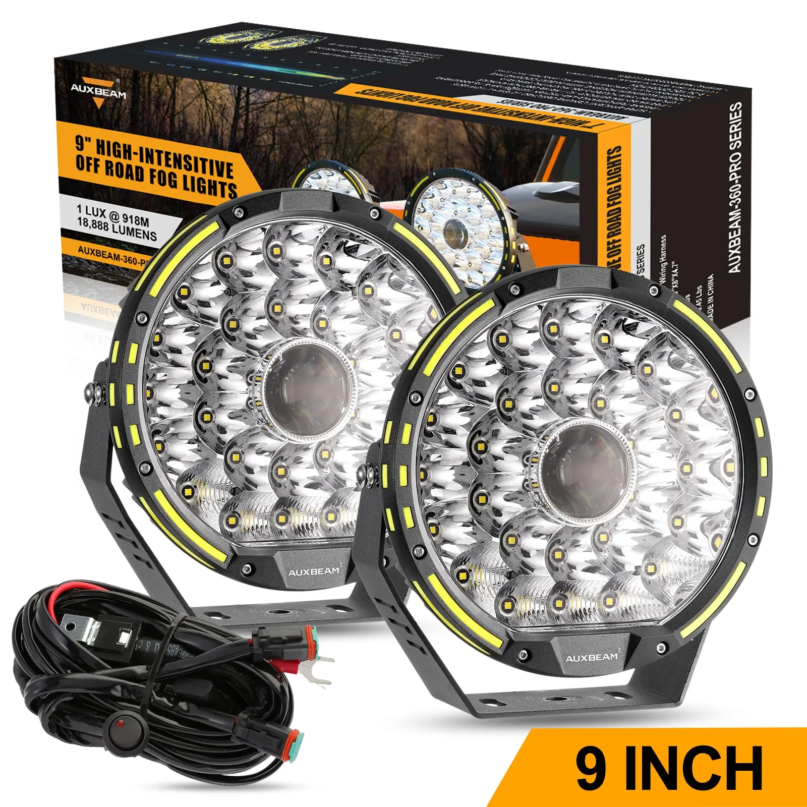 (2pcs/set) 9 INCH 270W 37776LM 360-PRO Series Custom Lens Offroad LED Driving Lights for Chevrolet