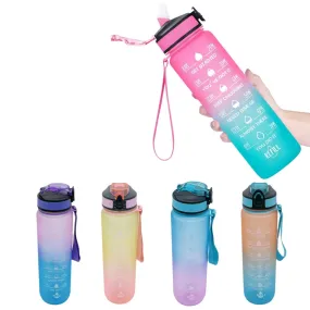 32 oz Sports Water Bottle with Straw Motivational Time Marker Leakproof BPA Free