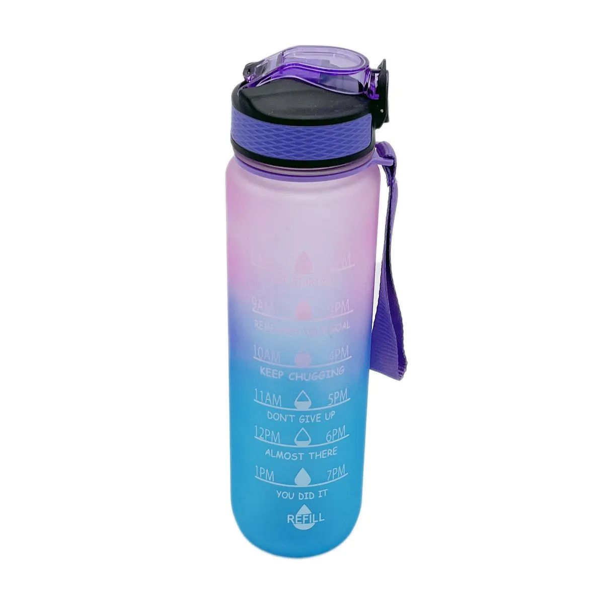 32 oz Sports Water Bottle with Straw Motivational Time Marker Leakproof BPA Free