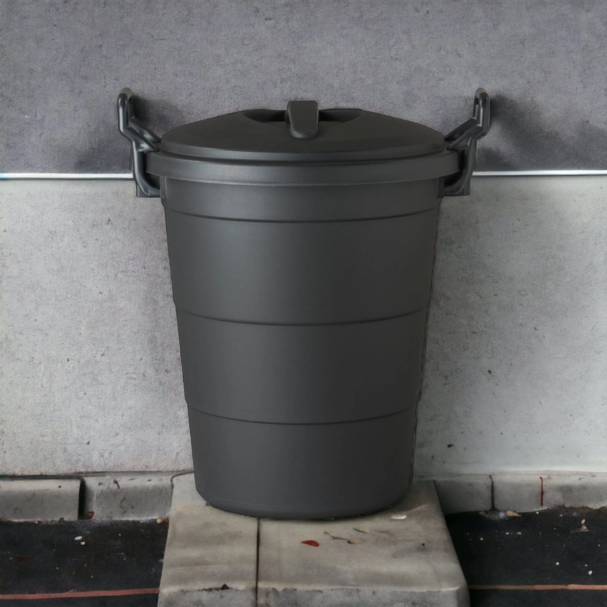 70L Pride Refuse Bin with Lid Black Buzz