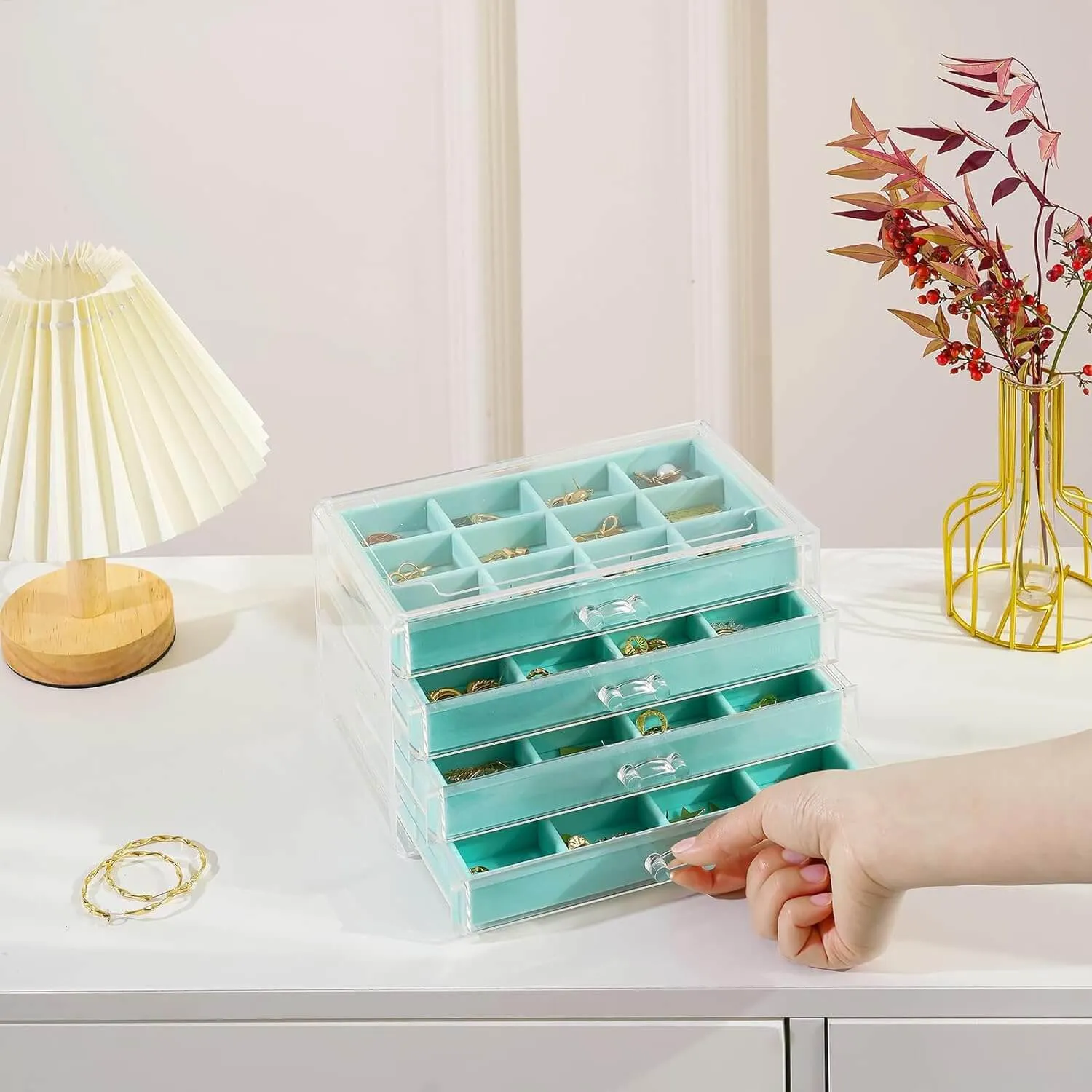 Acrylic Earring Organizer with Adjustable Velvet Trays | ProCase