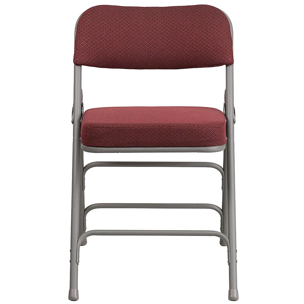 Alamont Home - Hercules Series Curved Triple Braced Fabric Metal Folding Chair - Burgundy