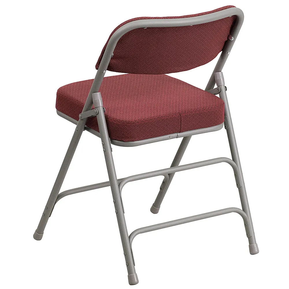 Alamont Home - Hercules Series Curved Triple Braced Fabric Metal Folding Chair - Burgundy