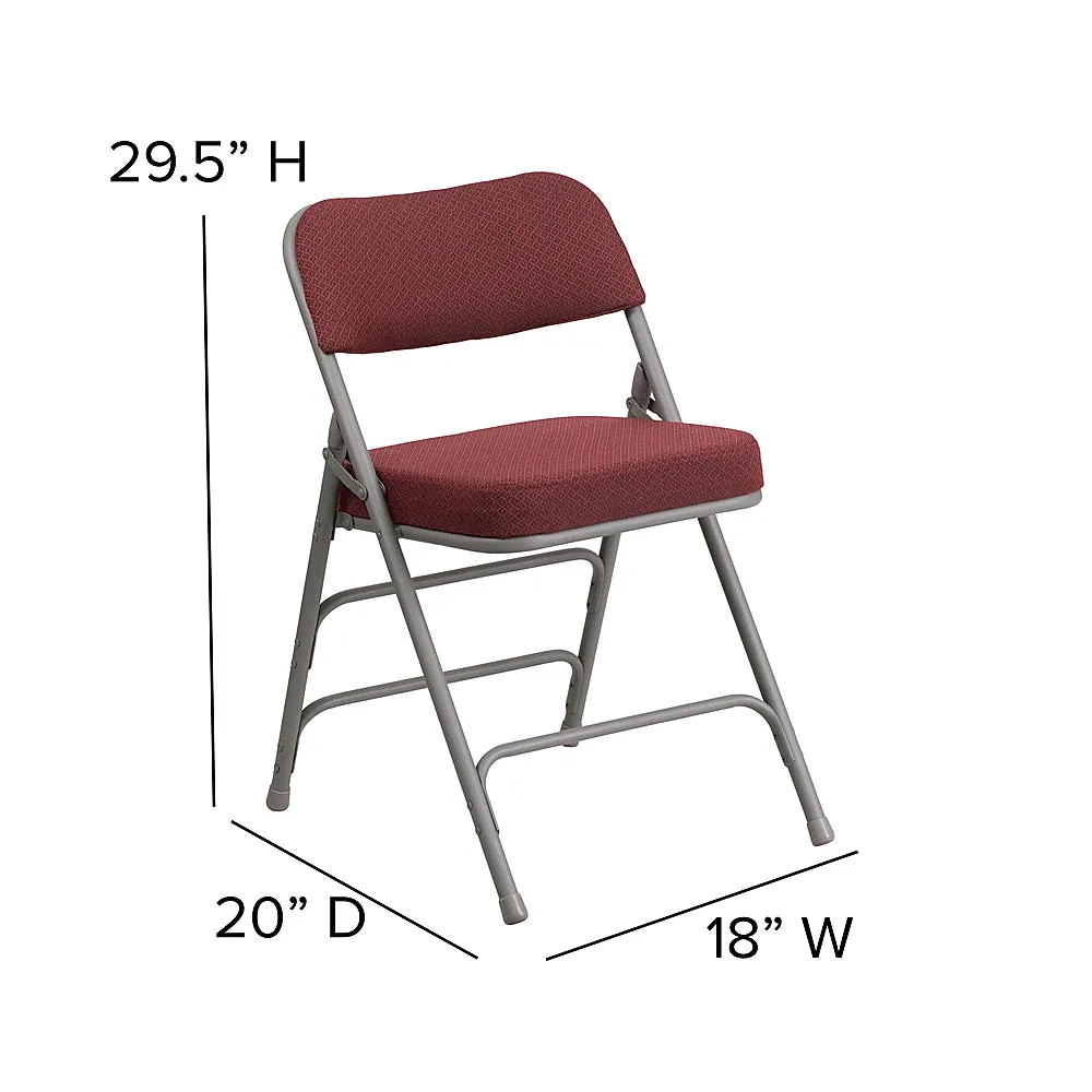 Alamont Home - Hercules Series Curved Triple Braced Fabric Metal Folding Chair - Burgundy