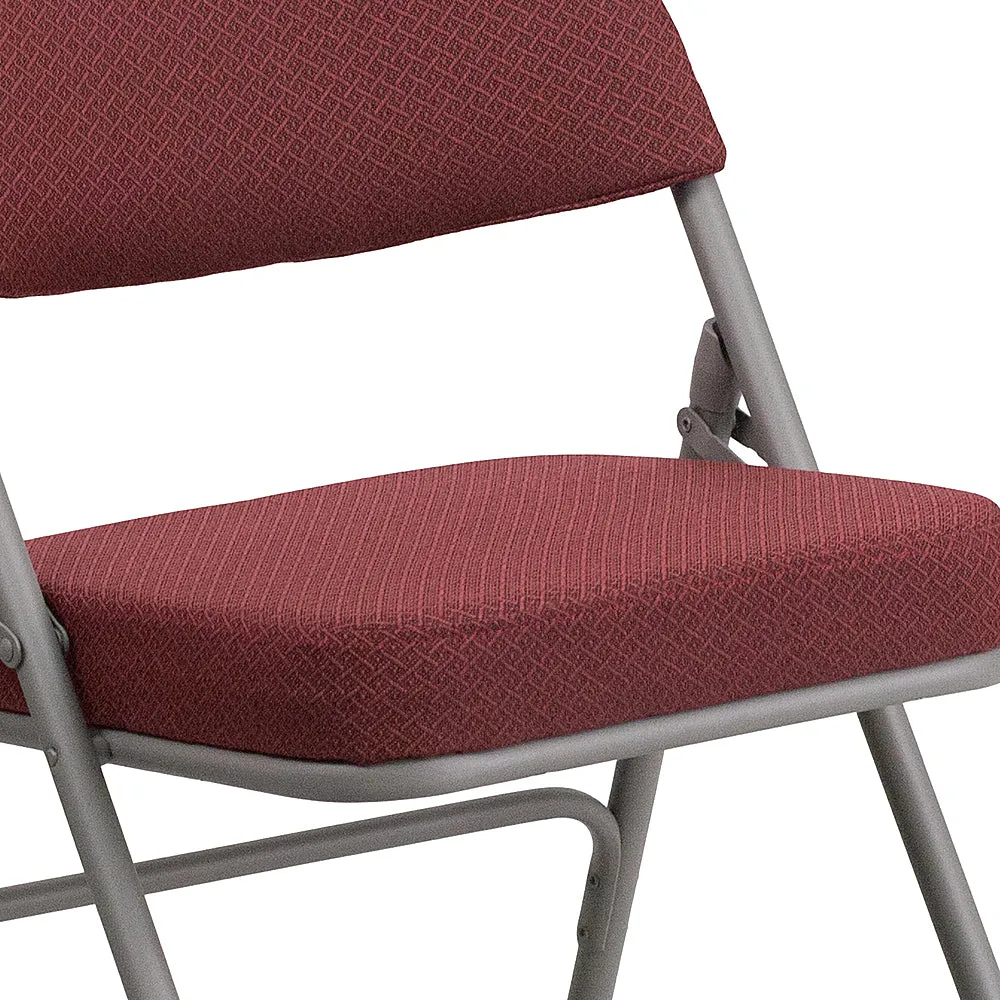 Alamont Home - Hercules Series Curved Triple Braced Fabric Metal Folding Chair - Burgundy