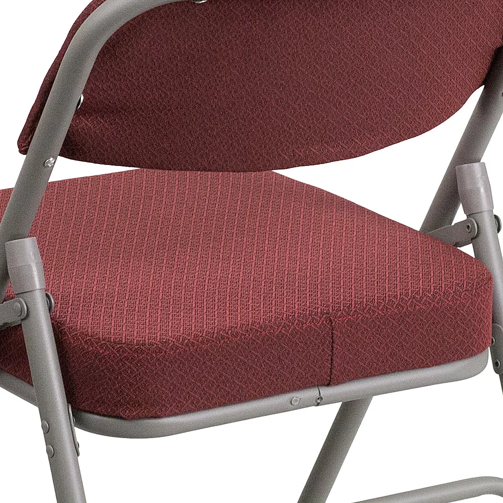 Alamont Home - Hercules Series Curved Triple Braced Fabric Metal Folding Chair - Burgundy