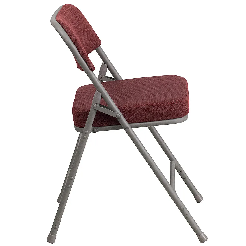 Alamont Home - Hercules Series Curved Triple Braced Fabric Metal Folding Chair - Burgundy