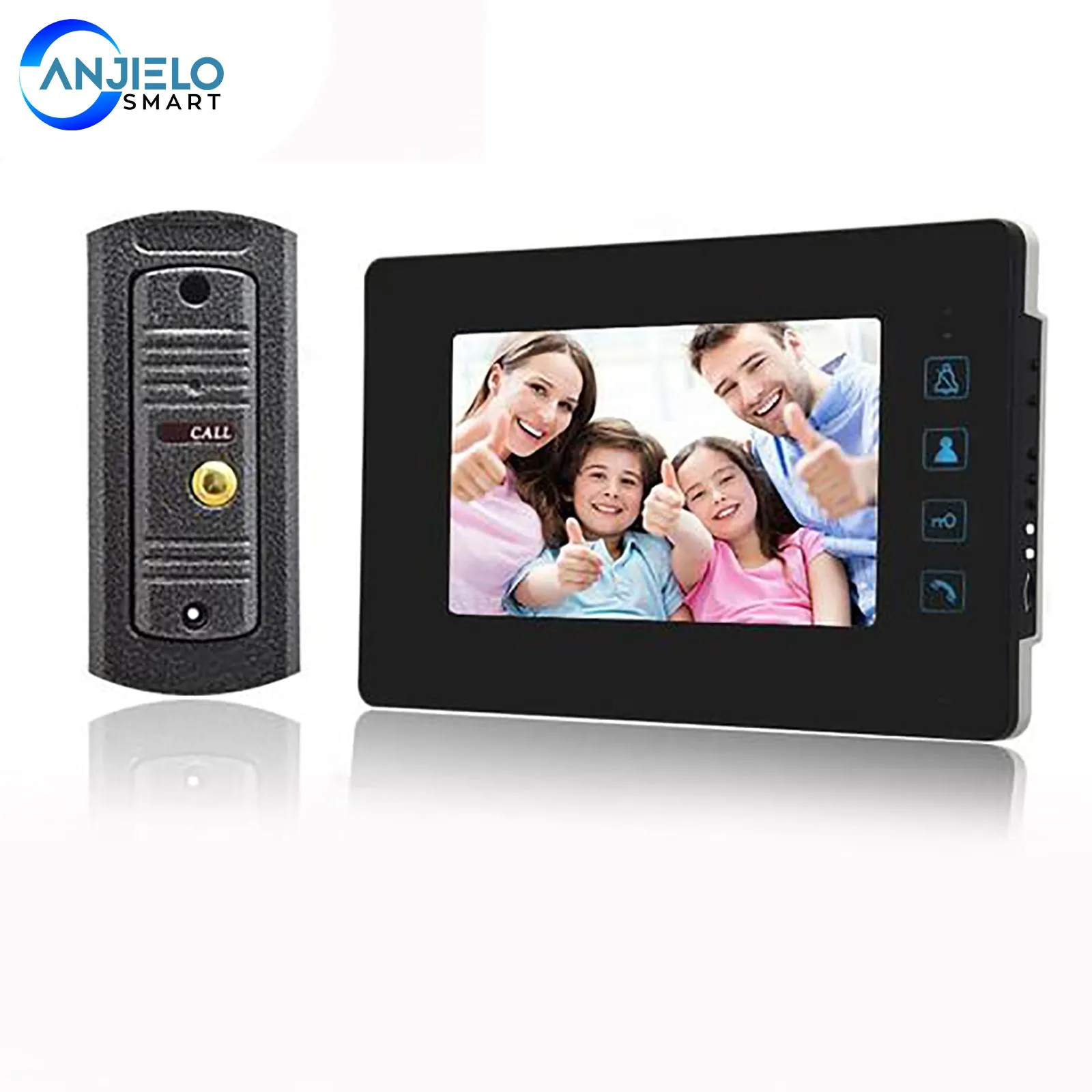 AnjielaSmart 7 inch LCD Video Doorbell Door phone Record Intercom System Infrared Night Vision Camera with 16GB TF Card