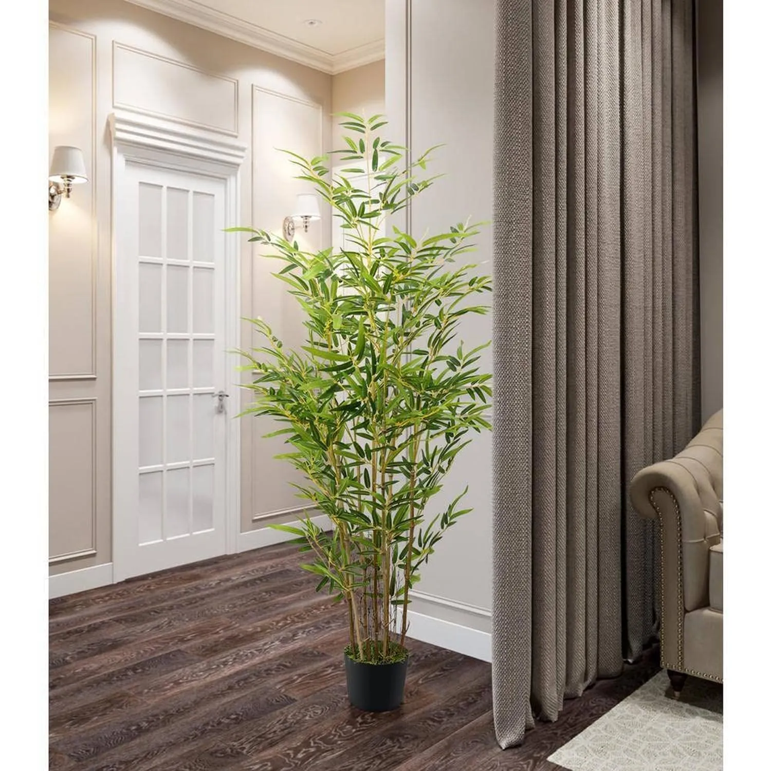 Artificial Green Bamboo Plant for Home Decor/Office Decor/Gifting | Natural Looking Indoor Plant (with Pot, 150 cm) (5 FEET)