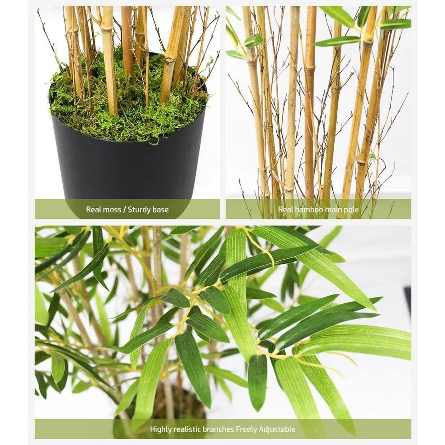 Artificial Green Bamboo Plant for Home Decor/Office Decor/Gifting | Natural Looking Indoor Plant (with Pot, 150 cm) (5 FEET)