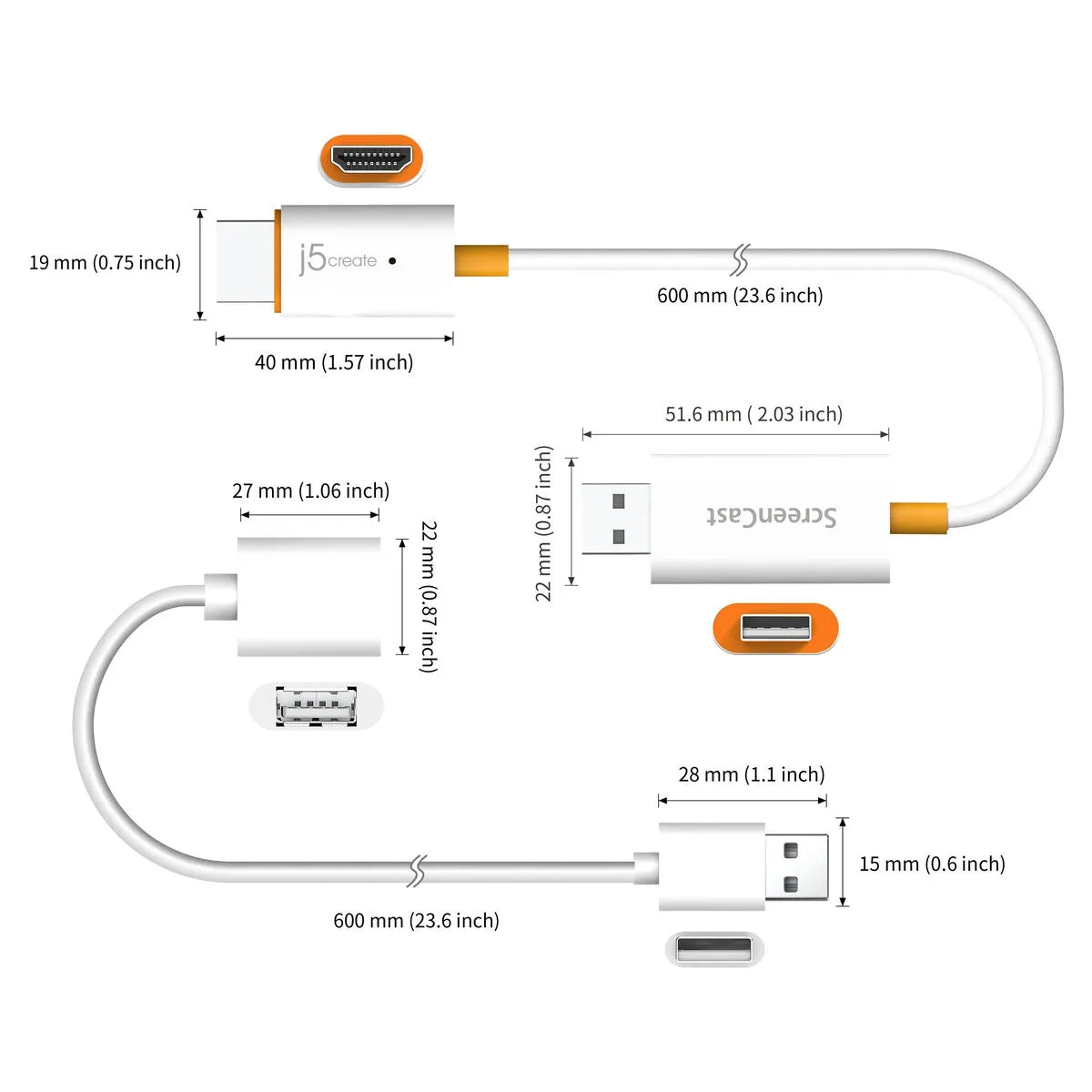 Audio Jack Cable (3.5mm) j5create JVAW56-N 60 cm