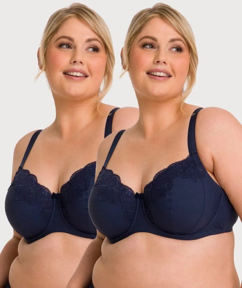 Ava & Audrey Jacqueline Full Cup Underwired Bra 2 Pack - Sapphire