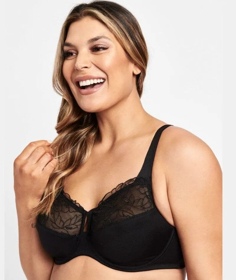 Berlei Luminous Embroidered Minimiser Bra - Black