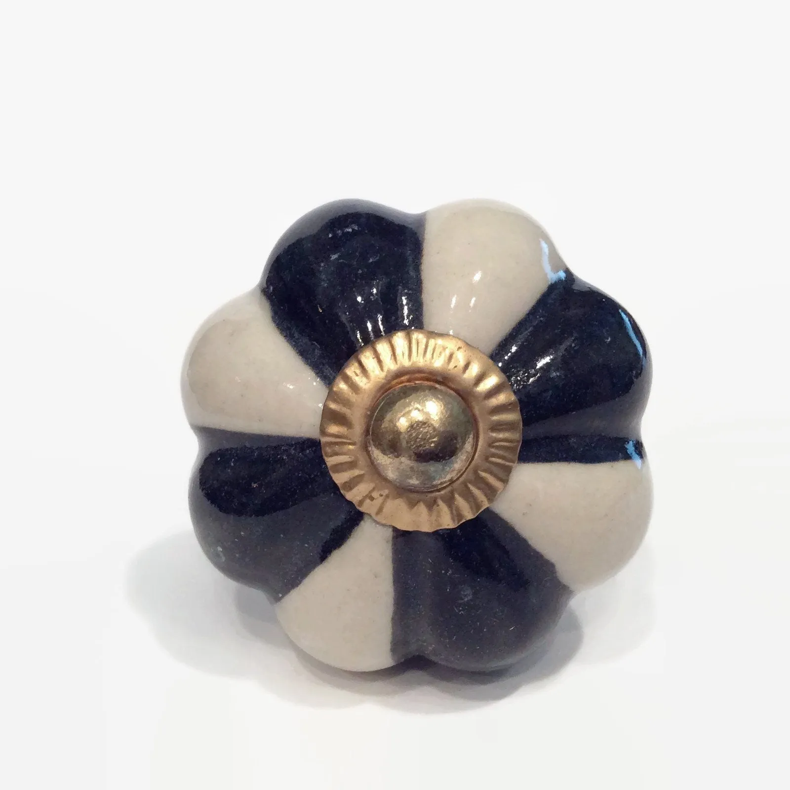 Black and White Porcelain Cabinet Knobs 1.75 Inch