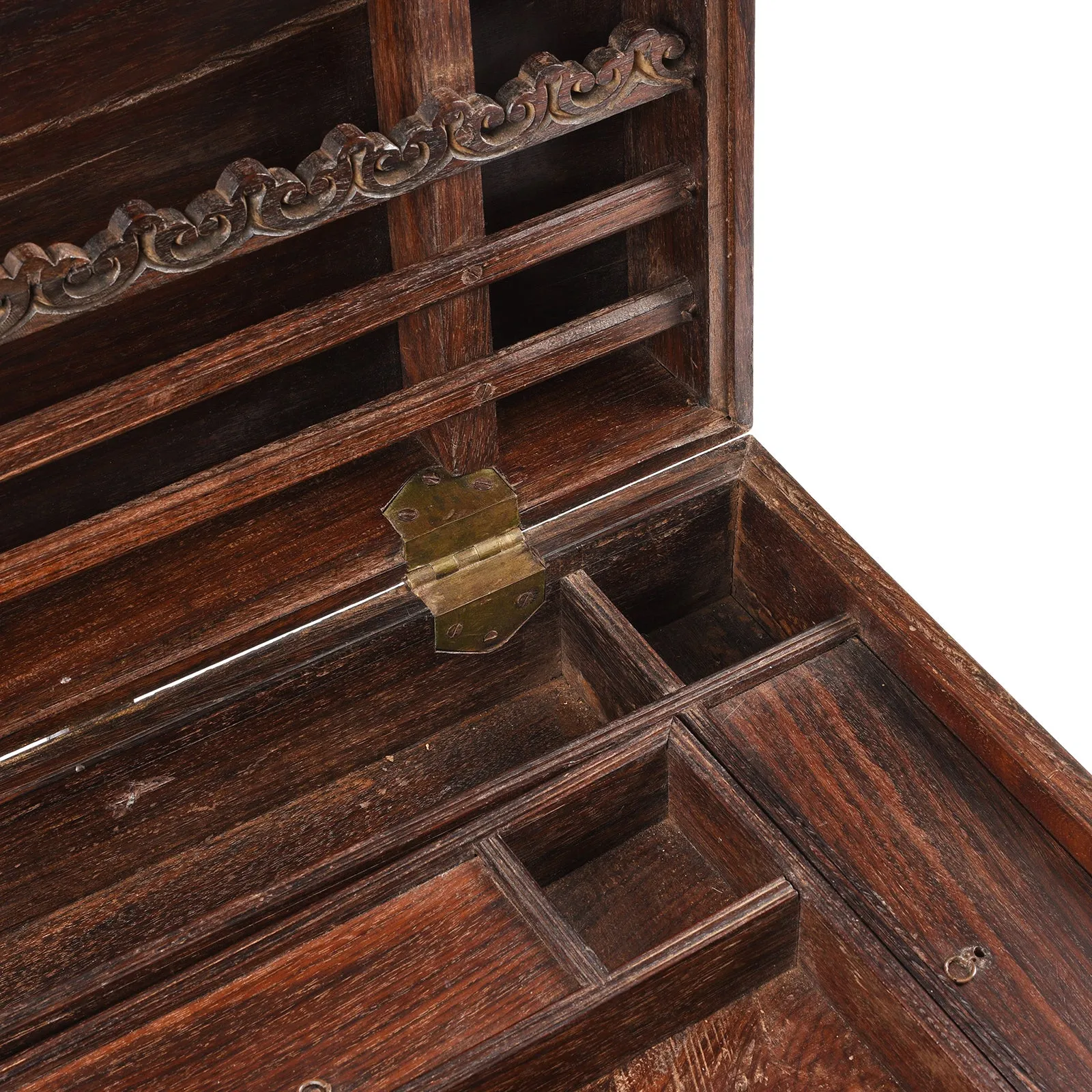 Brass Bound Rosewood Document Box From Kerala - 19th Century