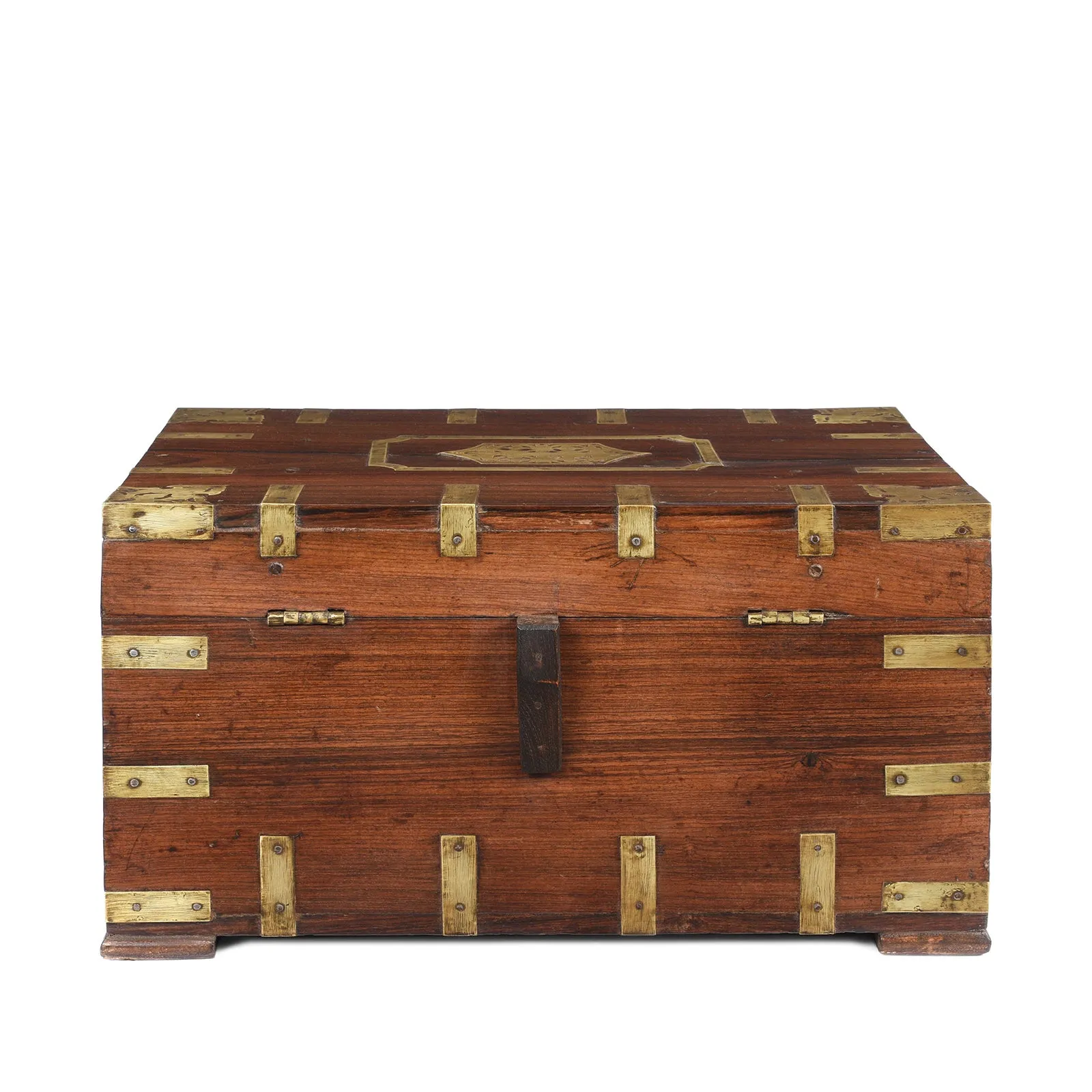 Brass Bound Rosewood Document Box From Kerala - 19th Century