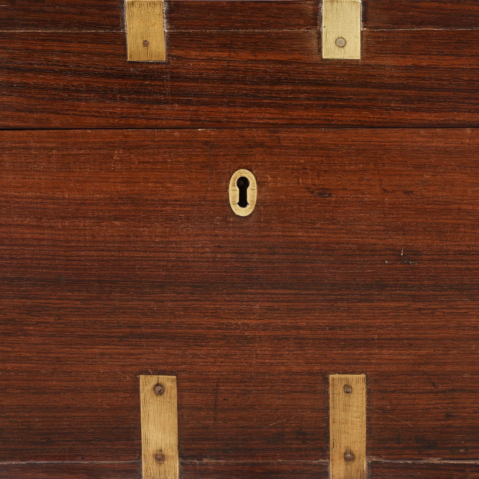 Brass Bound Rosewood Document Box From Kerala - 19th Century