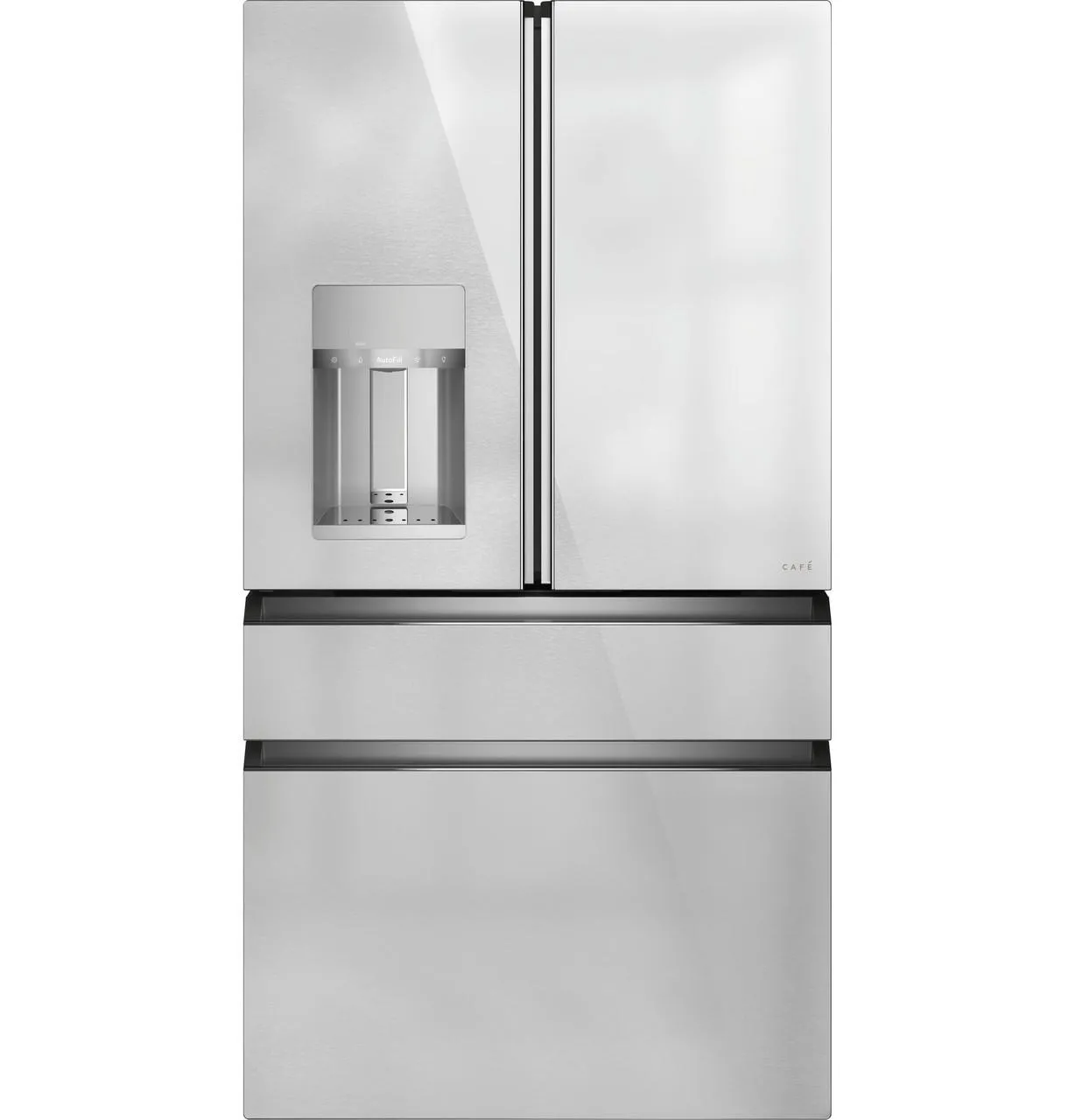 Cafe CXE22DM5PS5 Caf(eback)™ ENERGY STAR® 22.3 Cu. Ft. Smart Counter-Depth 4-Door French-Door Refrigerator in Platinum Glass