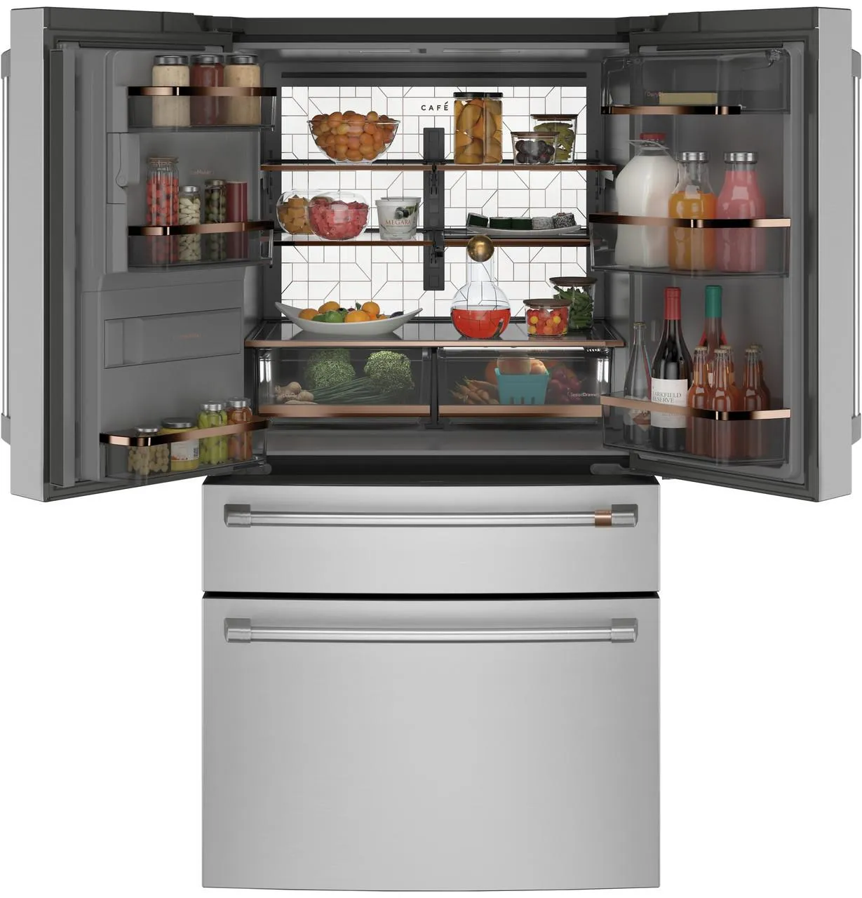 Cafe CXE22DP2PS1 Caf(eback)™ ENERGY STAR® 22.3 Cu. Ft. Smart Counter-Depth 4-Door French-Door Refrigerator