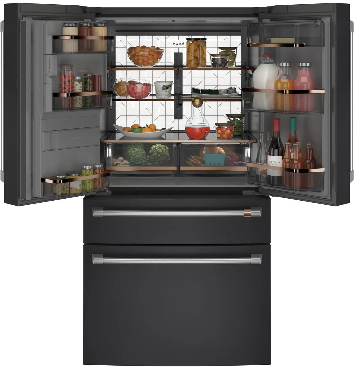 Cafe CXE22DP3PD1 Caf(eback)™ ENERGY STAR® 22.3 Cu. Ft. Smart Counter-Depth 4-Door French-Door Refrigerator