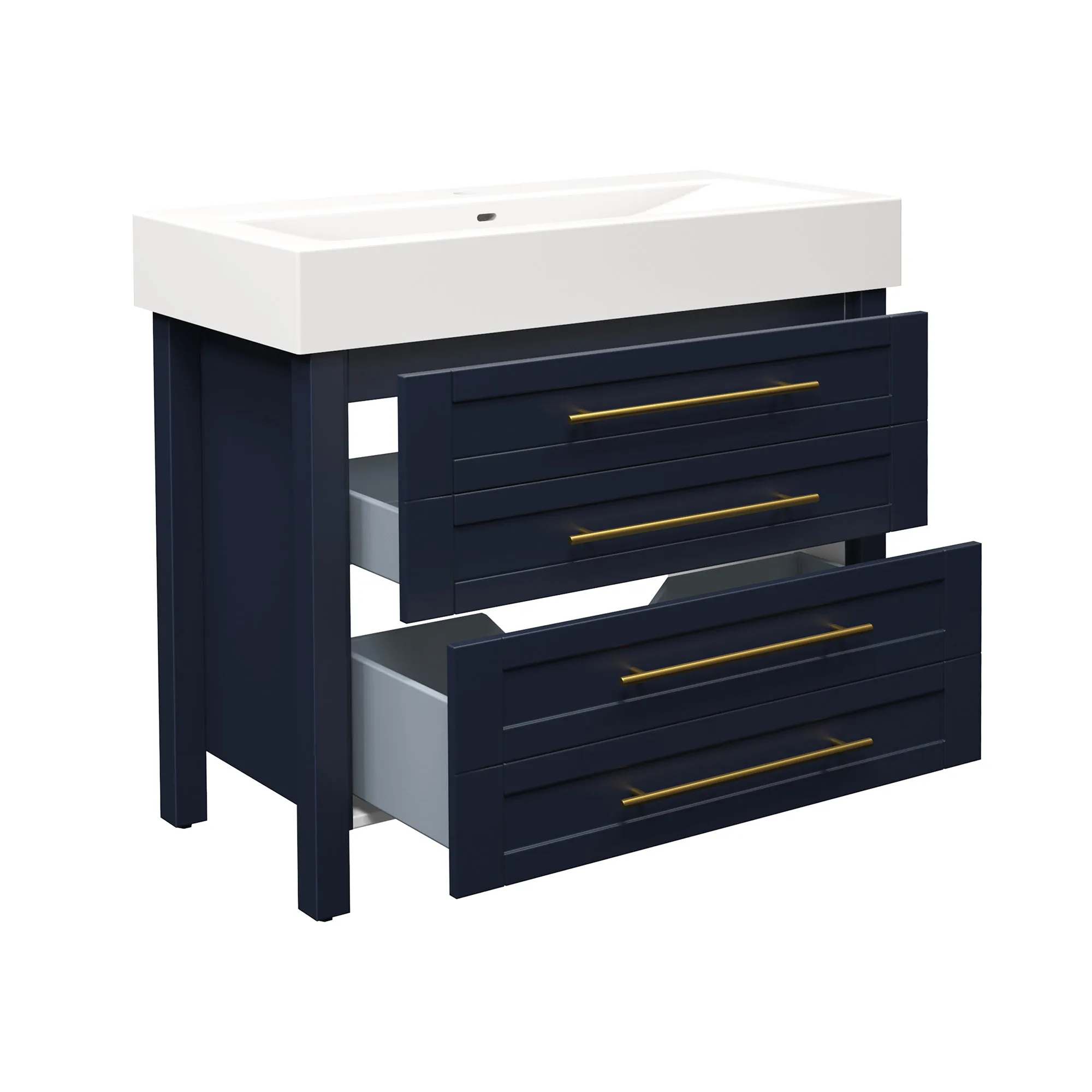 Dark Blue 40-Inch Vanity with Porcelain Sink from Catania - 19 Inches Deep