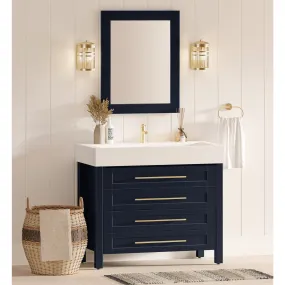 Dark Blue 40-Inch Vanity with Porcelain Sink from Catania - 19 Inches Deep