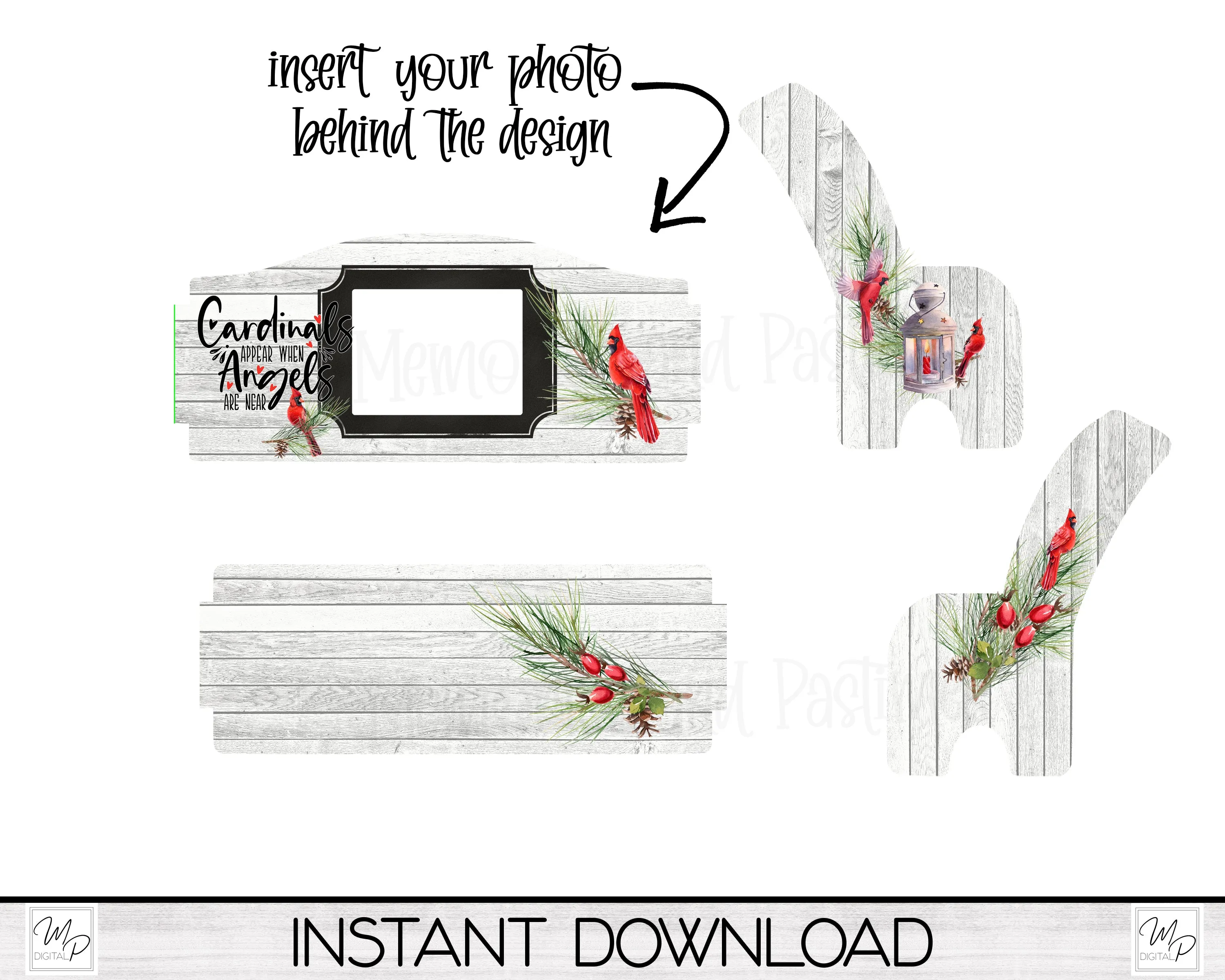 Christmas Cardinal Memorial Bench PNG for Sublimation, Sublimation Design for Tiered Tray Benches, Digital Download, MSS Blank Design