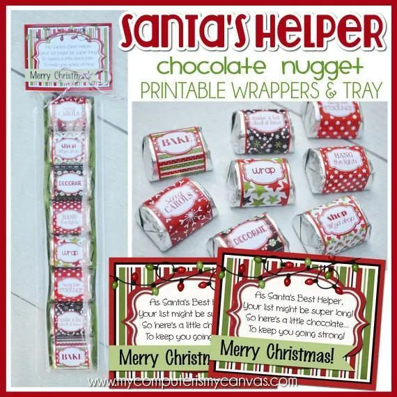 Christmas Nugget Wrappers {Santa's Helper} PRINTABLE