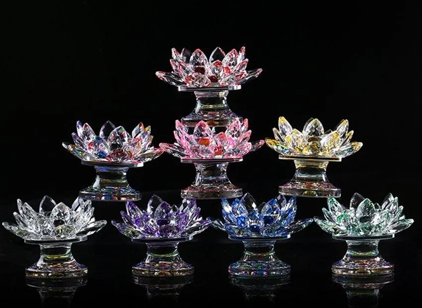 'Clear Lotus' Flower Glass Candle Holder