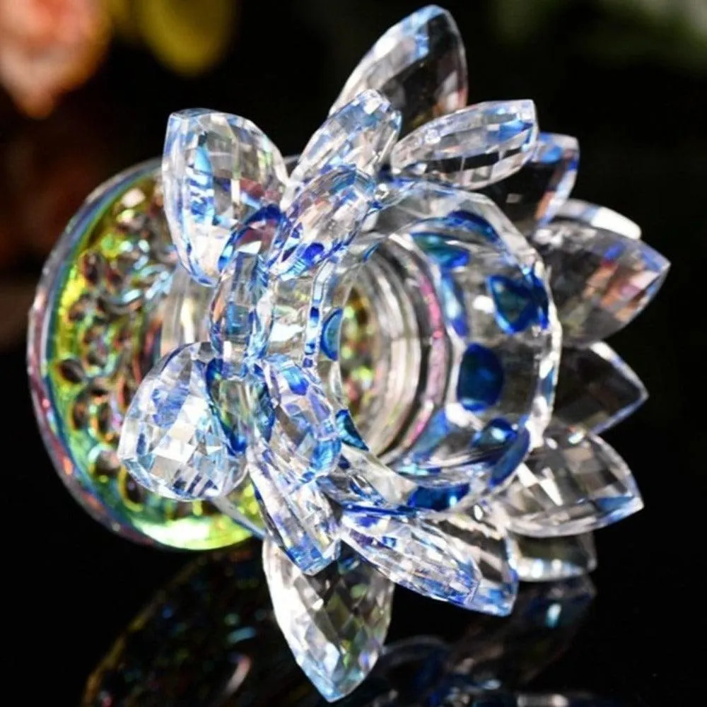 'Clear Lotus' Flower Glass Candle Holder