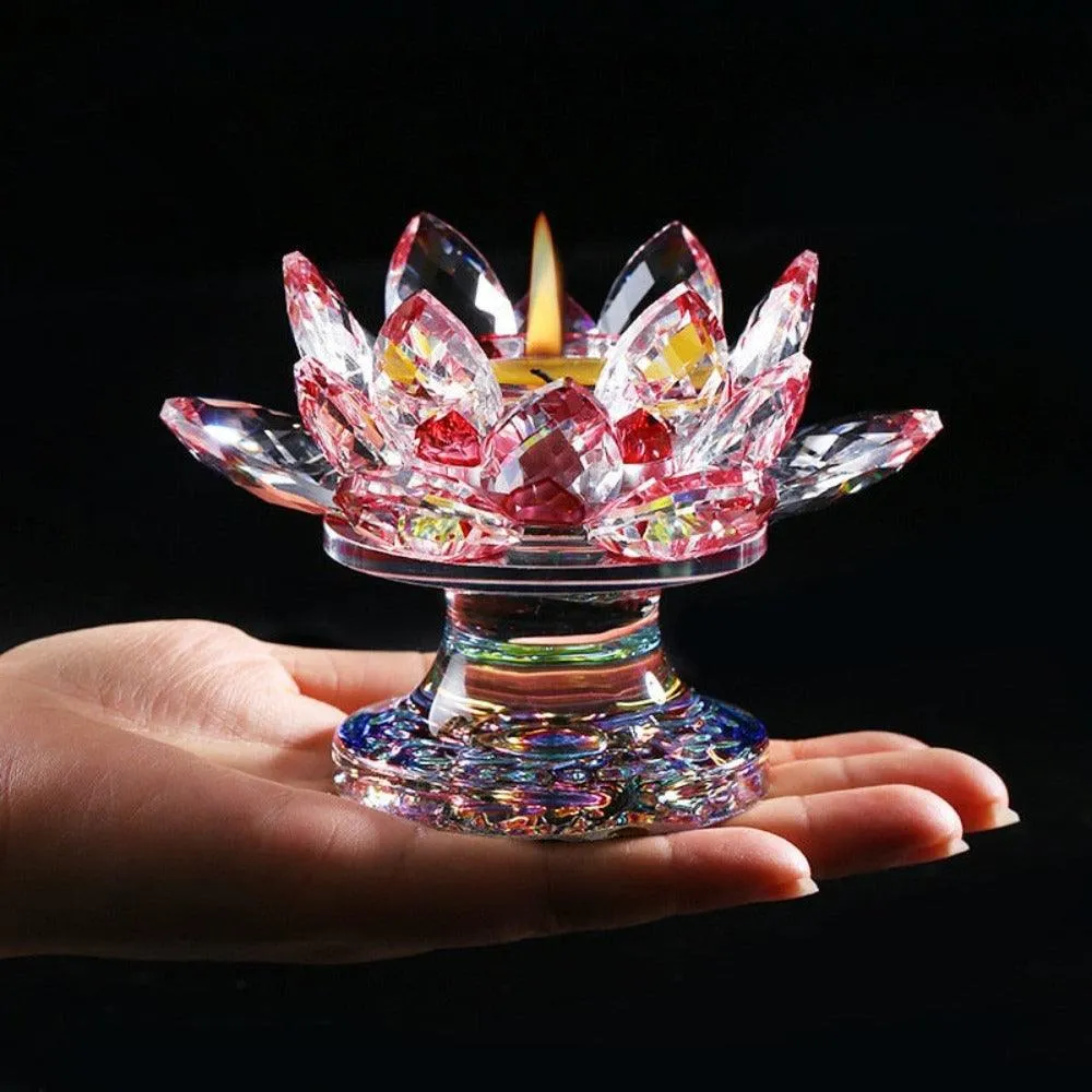 'Clear Lotus' Flower Glass Candle Holder