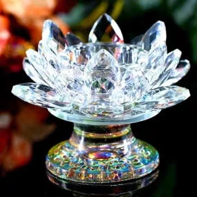 'Clear Lotus' Flower Glass Candle Holder