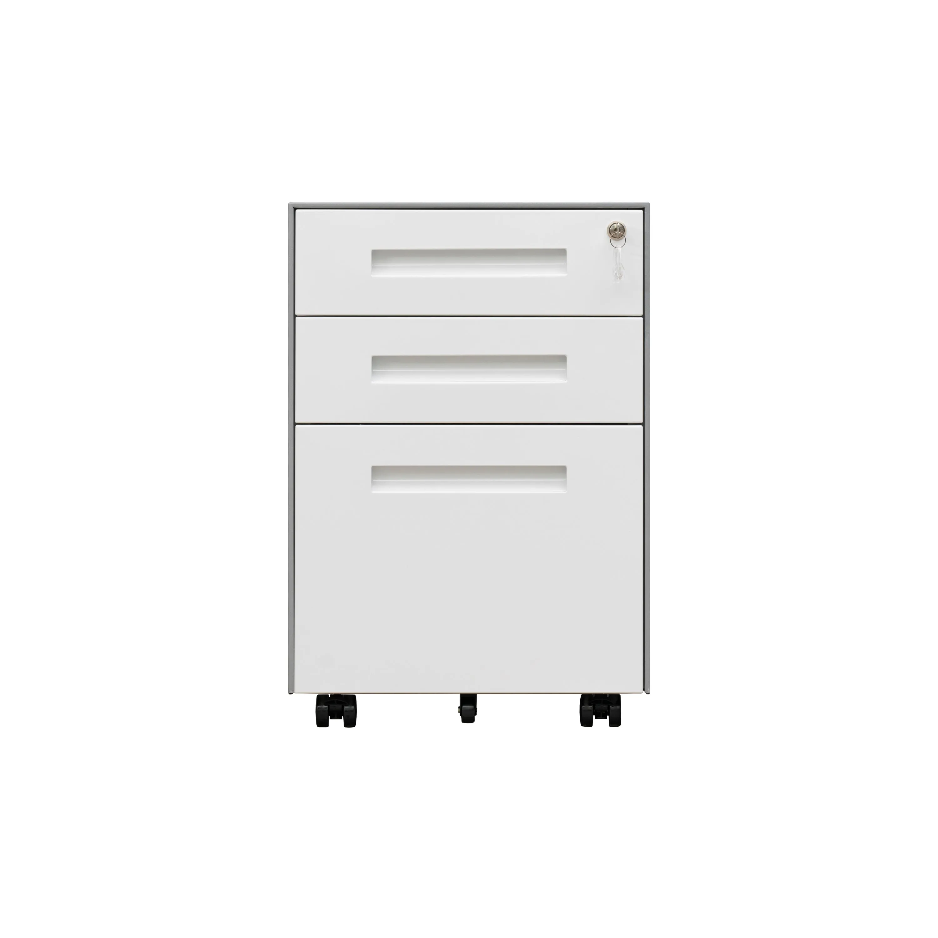 Compact 3 Drawer Mobile File Cabinet - White Grey